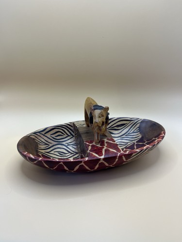 Handmade wooden oval bowl with - bowl,