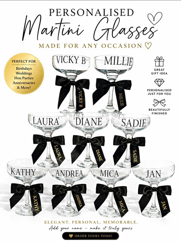 Personalised martini glasses - personalised,
