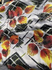 Vintage 1960's Abstract Barkcloth Remnant Kitsch Novelty Retro