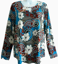Kim & Co Floral Paisley, Brazil-jersey Top- Peacock multi- Large (14-16)
