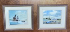A Pair Of Coastal Scene Norfolk Paintings Of Sail Boats /Yachts Bert Bainbridge