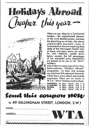 1951 advert for wta - wta, travel