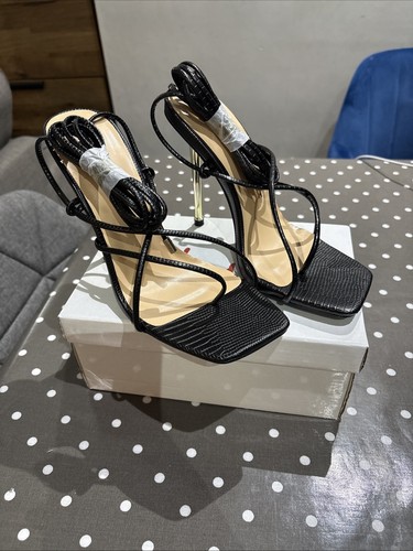 Black strappy stiletto heels - black,