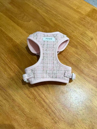 Pink tweed dog harness small - pink,