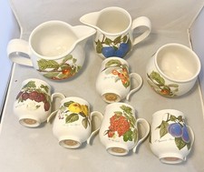 Portmeirion Pomona Pattern, 5 Coffee/Tea Cup/Mugs, Sugar Bowl, 2 Milk/cream Jugs