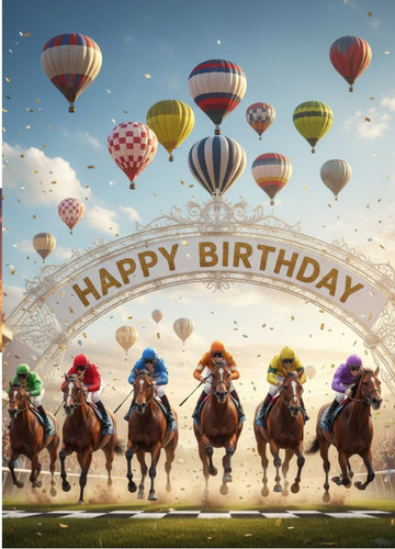 Horse racing birthday card - horse,