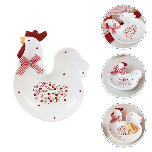 Ceramic dessert plate chicken - ,