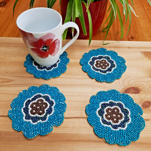 Handmade beaded coasters set - handmade,