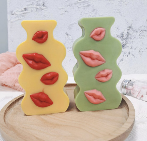 Lips kiss love pillar candle - kiss,