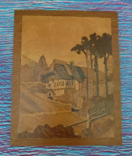 Marquetry picture cottage - picture,