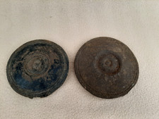 X 2 ANTIQUE CAST IRON LONGCASE