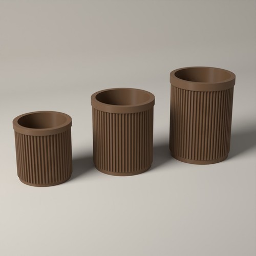 Ribbed nesting pen pots - ribbed,