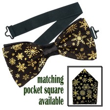Snowflake Bow Tie Pocket Square Cotton Wedding Prom New Year Christmas Party