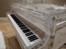 Transparent Crystal Baby Grand Piano - White Iron Frame