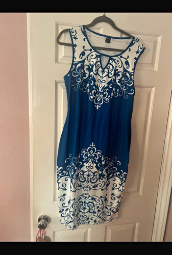 Shein blue white scroll - shein, &