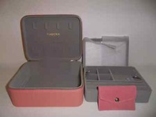 Pandora Pink Jewelry Storage Box With Mirror Compartments Zip Closure   