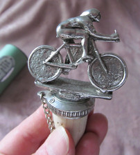 Rare Velodrome Cyclist Imperial Miniatures Hand Crafted Pewter Bottle Stopper