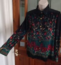 Vtg 70s Dagger Collar Floral Shirt Size 10 Dark Cottage Core boho