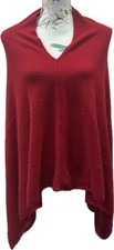 100% Cashmere Red Poncho Made