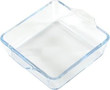 2x 500ml Glass Casserole Dish Handles Clear Square Oven Cooking Roasting Baking