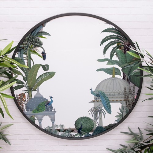 Oriental peacock wall mirror - oriental,