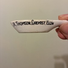 An Antique Pottery Advertising Medicine Spoon R Thomson Chemist Ellon