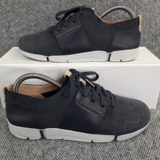 Clarks Trainers Womens UK 4.5 E Wide Fit Navy White Lace Up Ladies Shoes EU 37.5