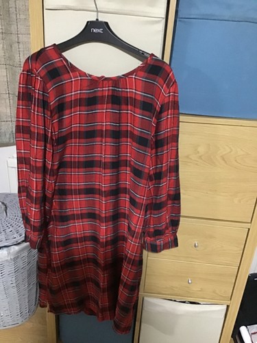 Red tarten long sleeved - , dress