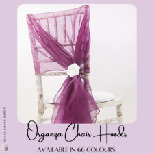 CHAIR COVER HOOD ORGANZA VARIOUS COLOURS WEDDING EVENT VENUE CHAIR DECOR