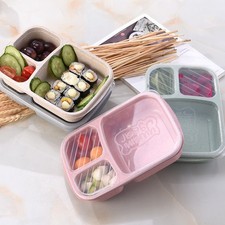 Straw Lunch Box 3 Compartment