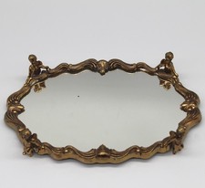 Vtg MCM Brass Cherub Scrolling