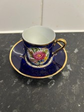 Limoges  Demi-Tasse Cup & Saucer – Excellent Condition, cobalt blue and gold