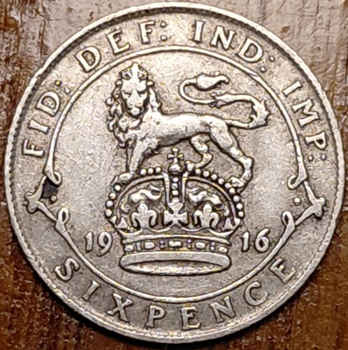 1916 king george sixpence 6d - sixpence,