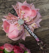 Personalised stunning pram charm in baby pink baby girls boys bear dummy