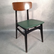 Vintage Mid-Century School Chair Green Vinyl Seat & Bent Ply Backrest MCM 60s