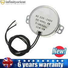 Synchronous Motor AC 220-240V 5-6 RPM 50-60Hz CCW/CW 4W Turntable Gear Box UK