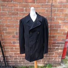 VINTAGE DSCP  US Navy Pea Coat Wool Mens Black  42R.     02 