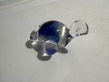 Vintage Glass Turtle Blue Art