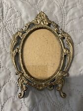 Stunning Antique Ornate Gold Solid Brass Oval Photo Frame