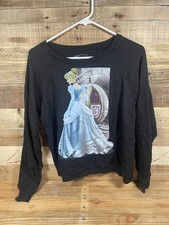 Disney Cinderella Women’s Junior’s (XL) Princess Stagecoach Black Sweatshirt Top