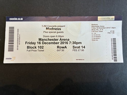 Madness ticket 2016 - ticket,
