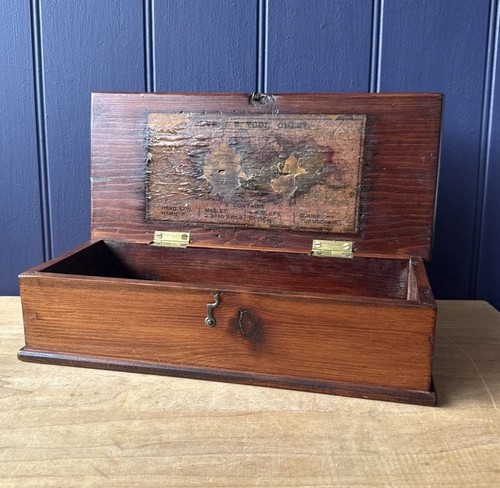 Vintage wooden box with - with, hinged