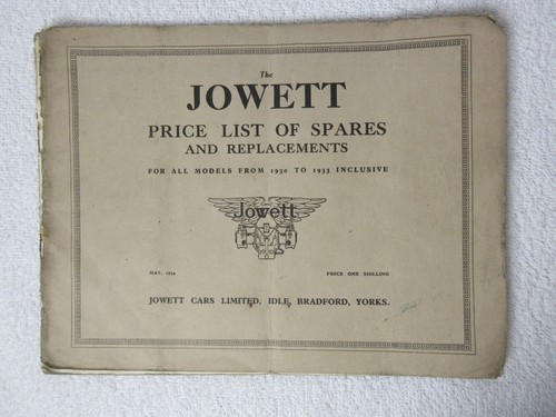 Jowett spares catalogue - spares, may