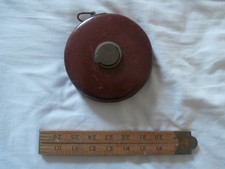 2 vintage measuring items boxwood folding ruler Chesterman leather round measure