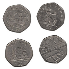 Elizabeth II 50 Pence Coins x4