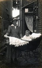 Pram Perambulator unused RP old postcard by F W Foulsham Reading