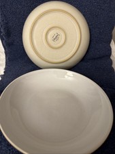 2 Used Denby Linen Soup/Pasta Bowls, 22cm. White & Cream