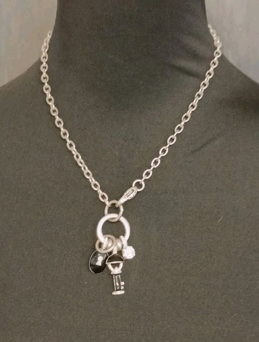 Silver tone charm necklace - silver,