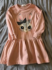 Girl's H&M bunny rabbit tiered jumper sweatshirt dress age 6-8