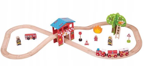Wooden fire station - fire, train